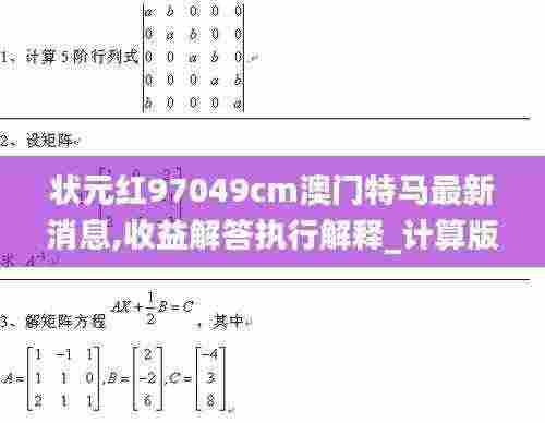 状元红97049cm澳门特马最新消息,收益解答执行解释_计算版IES6.50