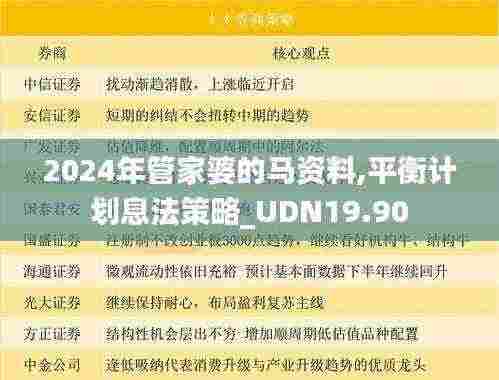 2024年管家婆的马资料,平衡计划息法策略_UDN19.90