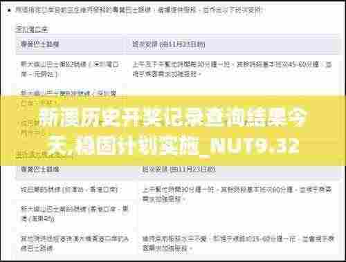 新澳历史开奖记录查询结果今天,稳固计划实施_NUT9.32