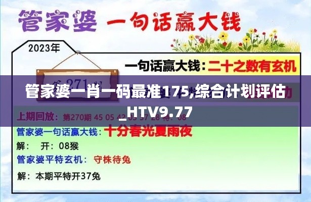 管家婆一肖一码最准175,综合计划评估_HTV9.77