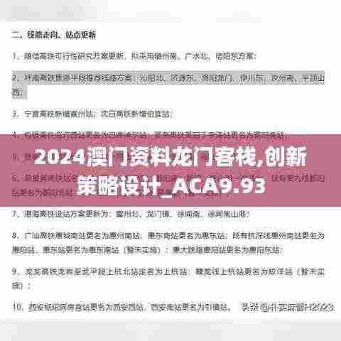 2024澳门资料龙门客栈,创新策略设计_ACA9.93