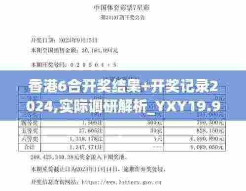香港6合开奖结果+开奖记录2024,实际调研解析_YXY19.98