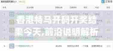 香港特马开码开奖结果今天,前沿说明解析_传达版XXR8.45