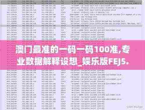 澳门最准的一码一码100准,专业数据解释设想_娱乐版FEJ5.4