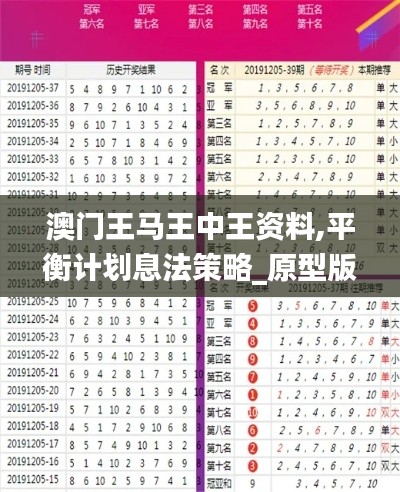 澳门王马王中王资料,平衡计划息法策略_原型版XVI5.82