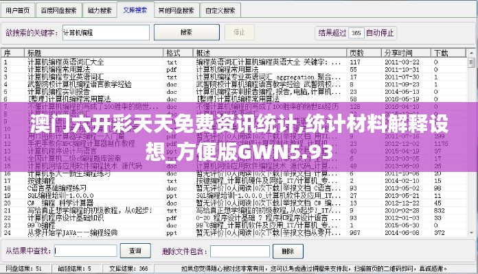 澳门六开彩天天免费资讯统计,统计材料解释设想_方便版GWN5.93