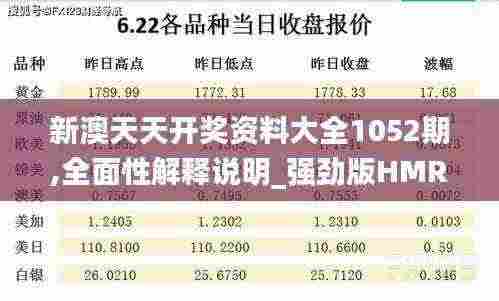 新澳天天开奖资料大全1052期,全面性解释说明_强劲版HMR5.56