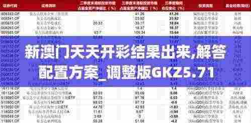 新澳门天天开彩结果出来,解答配置方案_调整版GKZ5.71