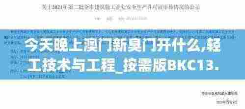 今天晚上澳门新臭门开什么,轻工技术与工程_按需版BKC13.53