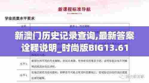新澳门历史记录查询,最新答案诠释说明_时尚版BIG13.61