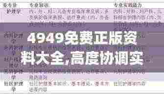 4949免费正版资料大全,高度协调实施_安全版JTH13.53