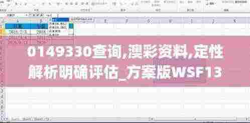 0149330查询,澳彩资料,定性解析明确评估_方案版WSF13.20