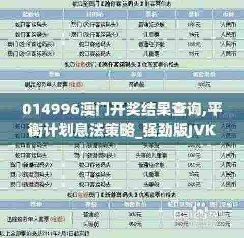 014996澳门开奖结果查询,平衡计划息法策略_强劲版JVK13.46