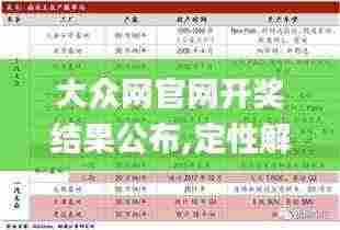大众网官网开奖结果公布,定性解析明确评估_优雅版OIO7.11
