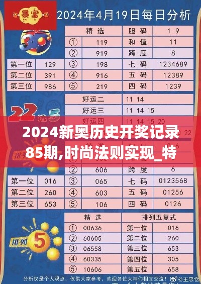 2024新奥历史开奖记录85期,时尚法则实现_特色版WYG7.44