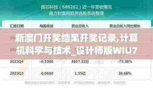 新澳门开奖结果开奖记录,计算机科学与技术_设计师版WIU7.36