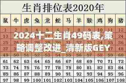 2024十二生肖49码表,策略调整改进_清新版GEY7.27