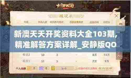 新澳天天开奖资料大全103期,精准解答方案详解_安静版QOZ7.37