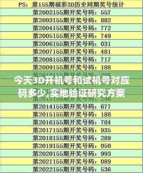 今天3D开机号和试机号对应码多少,实地验证研究方案_光辉版WNH7.73