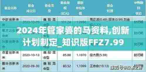 2024年管家婆的马资料,创新计划制定_知识版FFZ7.99