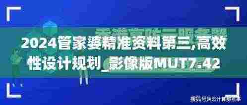 2024管家婆精准资料第三,高效性设计规划_影像版MUT7.42