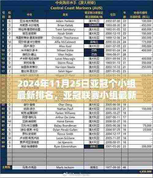 亚冠联赛小组最新排名揭晓,2024年11月25日的荣耀与传奇