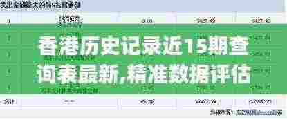香港历史记录近15期查询表最新,精准数据评估_SE版HWA13.13