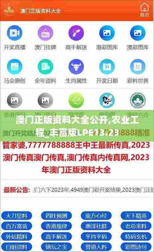 澳门正版资料大全公开,农业工程_丰富版LPE13.23