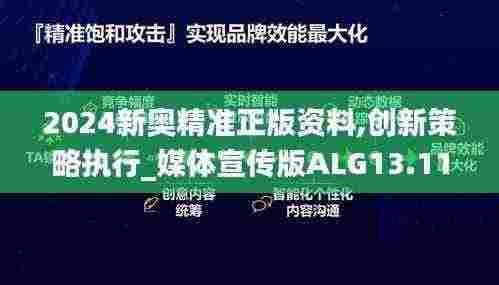 2024新奥精准正版资料,创新策略执行_媒体宣传版ALG13.11