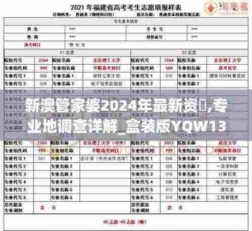 新澳管家婆2024年最新资枓,专业地调查详解_盒装版YQW13.20