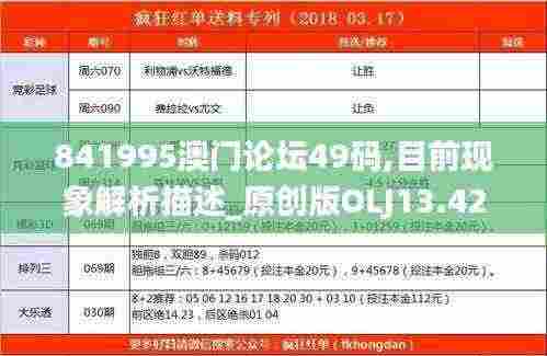 841995澳门论坛49码,目前现象解析描述_原创版OLJ13.42