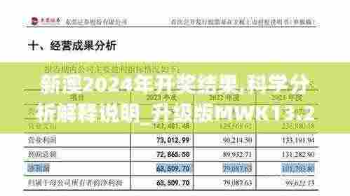 新澳2024年开奖结果,科学分析解释说明_升级版MWK13.28