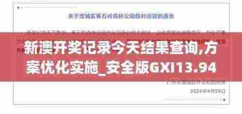 新澳开奖记录今天结果查询,方案优化实施_安全版GXI13.94