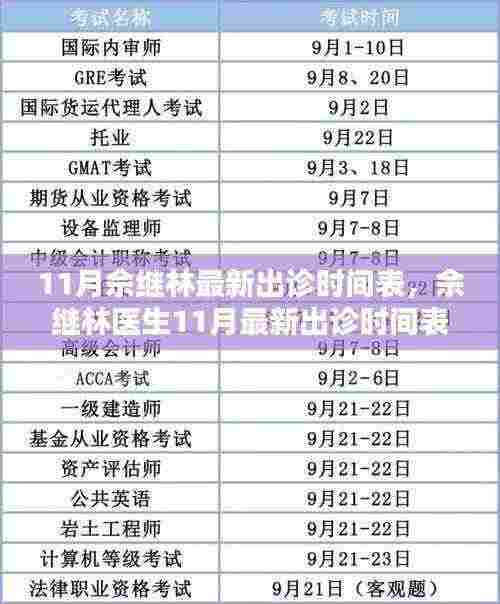佘继林医生11月出诊时间表重点关注及解析