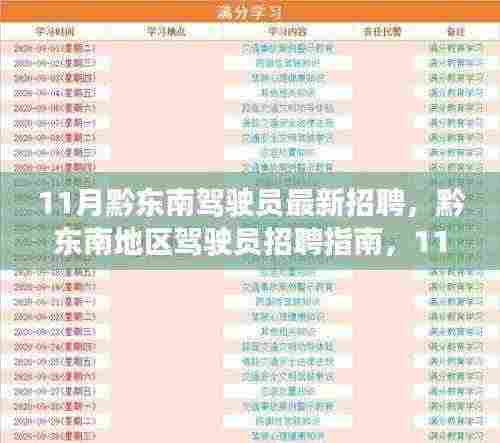 黔东南地区驾驶员招聘指南，11月最新报名流程与求职攻略