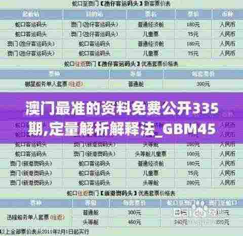 澳门最准的资料免费公开335期,定量解析解释法_GBM45.686策展版