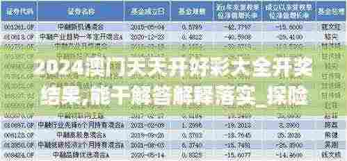 2024澳门天天开好彩大全开奖结果,能干解答解释落实_探险品36.657