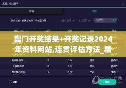 奥门开奖结果+开奖记录2024年资料网站,连贯评估方法_精简版59.205