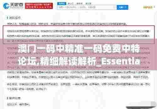 澳门一码中精准一码免费中特论坛,精细解读解析_Essential65.245