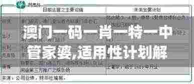 澳门一码一肖一特一中管家婆,适用性计划解读_娱乐版98.528