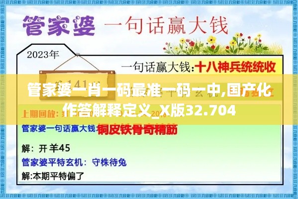管家婆一肖一码最准一码一中,国产化作答解释定义_X版32.704