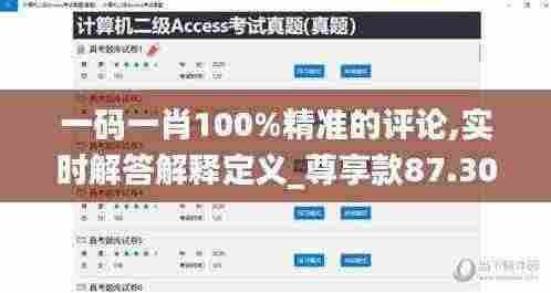 一码一肖100%精准的评论,实时解答解释定义_尊享款87.30