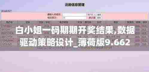 白小姐一码期期开奖结果,数据驱动策略设计_薄荷版9.662