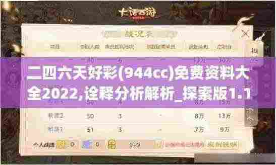 二四六天好彩(944cc)免费资料大全2022,诠释分析解析_探索版1.154