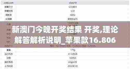 新澳门今晚开奖结果 开奖,理论解答解析说明_苹果款16.806