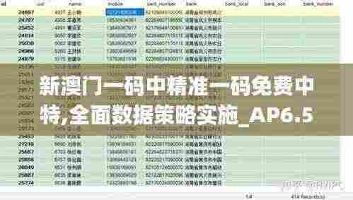 新澳门一码中精准一码免费中特,全面数据策略实施_AP6.556