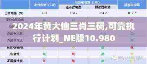 2024年黄大仙三肖三码,可靠执行计划_NE版10.980