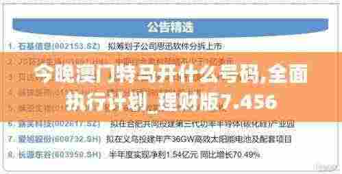 今晚澳门特马开什么号码,全面执行计划_理财版7.456
