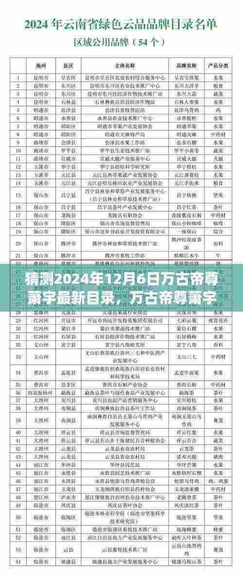 万古帝尊萧宇奇幻之旅预测至2024年12月6日最新目录评测与预测揭晓！