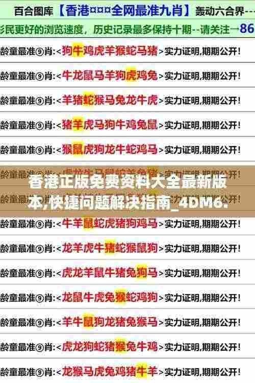 香港正版免费资料大全最新版本,快捷问题解决指南_4DM6.665
